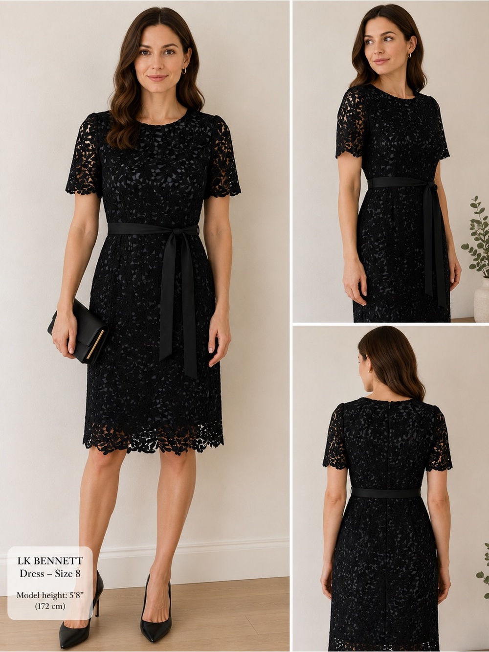 NWT LK Bennett Navy DR Leigh Blue Lace Midi Dress